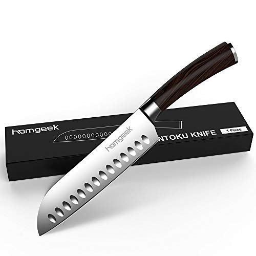 homgeek Coltello da Cucina Tedesco in Acciaio da 20Cm con Impugnatura Ergonomica, Coltello da Cucina e Alta qualità, con Acciaio ad Alto Tenore di Carbonio Tedesco