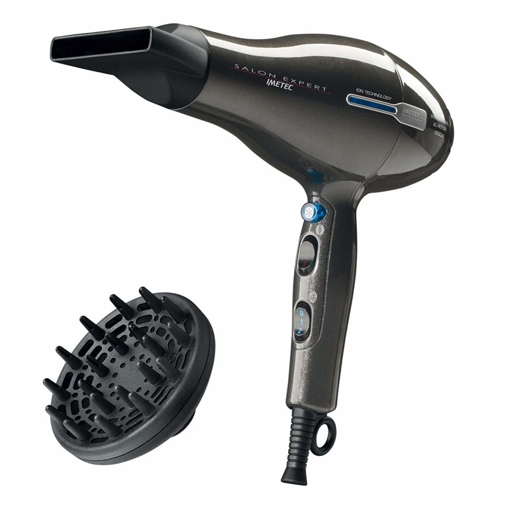 Imetec Salon Expert P2 2200 Asciugacapelli Professionale, 2200W, Tecnologia a Ioni, Rivestimento in Ceramica e Tormalina, 8 Combinazioni Aria/Temperatura, Diffusore Professionale a Dita Incluso