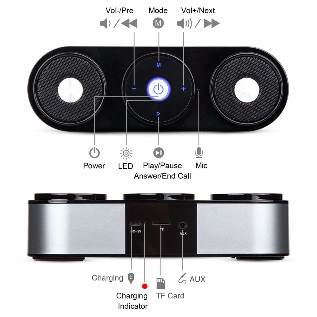 Scorri sopra l'immagine per ingrandirla Altoparlanti Bluetooth, ZENBRE Z3 10W Altoparlanti Portatili con 20 ore di riproduzione, Altoparlanti da Computer con Risuonatore di Bassi Potenziato Dual-Driver(Argento)