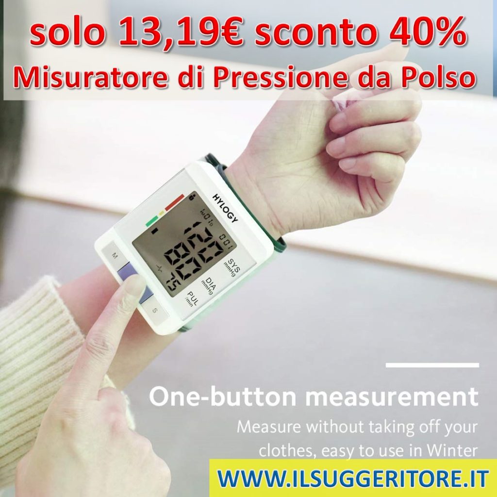 HYLOGY, Misuratore di Pressione da Polso, Sfigmomanometro da Polso Professionale e Pulsazione Rilevazione Digitale Automatico,180 Memorie di Misura per 2 Utenti, Certifica CE/FDA 